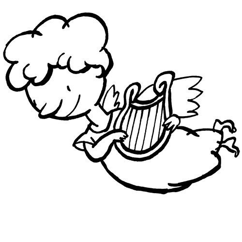 Desenho de anjo tocando harpa para colorir