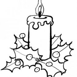 Desenho de Vela de Natal com arranjo para pintar