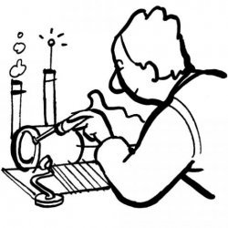 Desenho de um inventor ou cientista para pintar