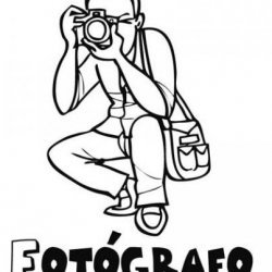 Desenho de um fotógrafo para pintar com as crianças