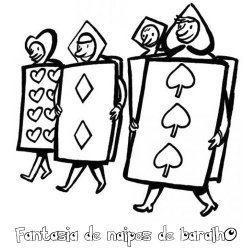 Desenho de cartas de baralho para pintar