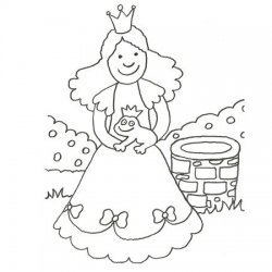 Desenho de princesa com sapo para colorir
