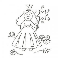 Desenho de princesa com varinha mágica para pintar