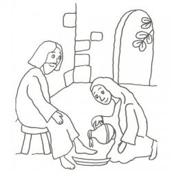Desenho de Jesús lavando os pés para pintar