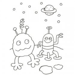 Desenho para colorir de dois extraterrestres