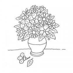 Desenho de um jarro de flores para colorir