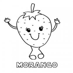 Desenho de morango para imprimir e pintar