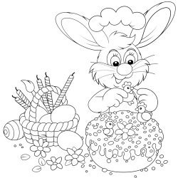 Desenho de coelho decorando bolo de Páscoa