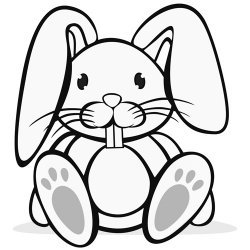 Desenho para pintar de um coelho de Páscoa sentado