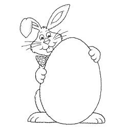 Desenho de coelho atrás de um ovo de Páscoa