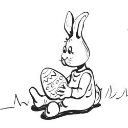Desenho de coelho com ovo de Páscoa para imprimir