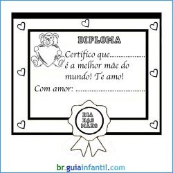Diploma para mamães. Desenhos para colorir