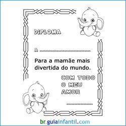 Diploma para colorir e presentear às mamães