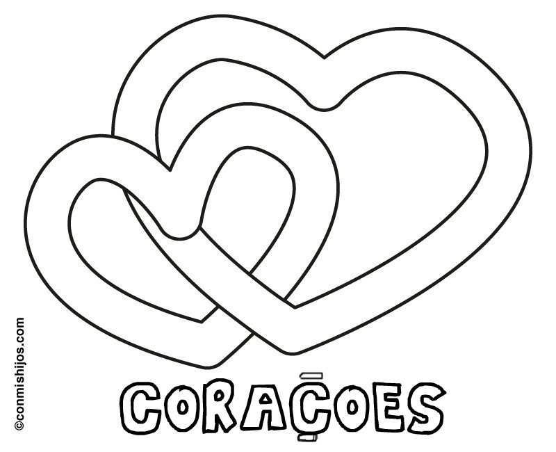 Desenho de corações para imprimir e pintar
