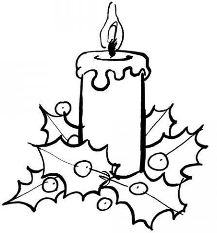 Desenho de Vela de Natal com arranjo para pintar