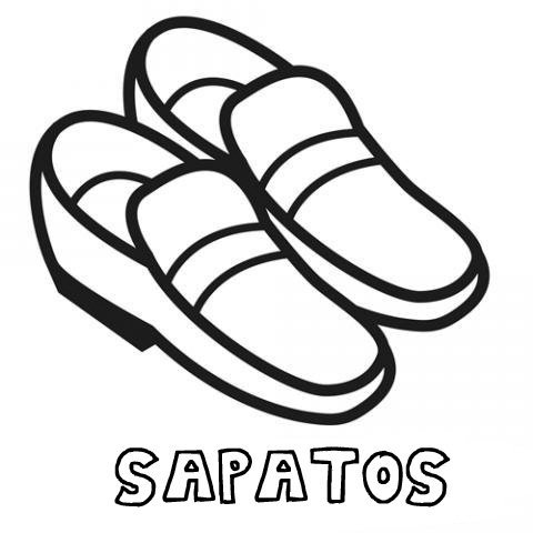 Desenho de sapatos para imprimir e pintar