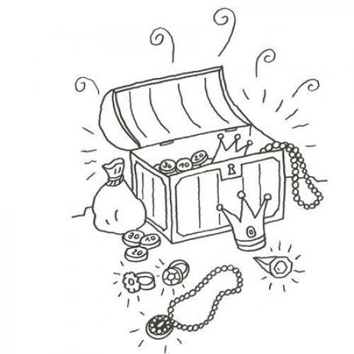 Desenho de um baú de tesouro para pintar