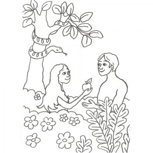 Desenho de Adão e Eva para colorir