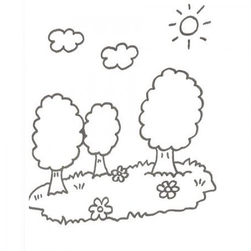 Desenho de árvore com flores para colorir