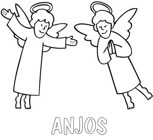 Desenho de anjos para colorir no Natal