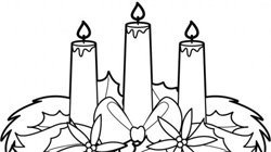 Desenho de velas de natal com enfeites para colorir