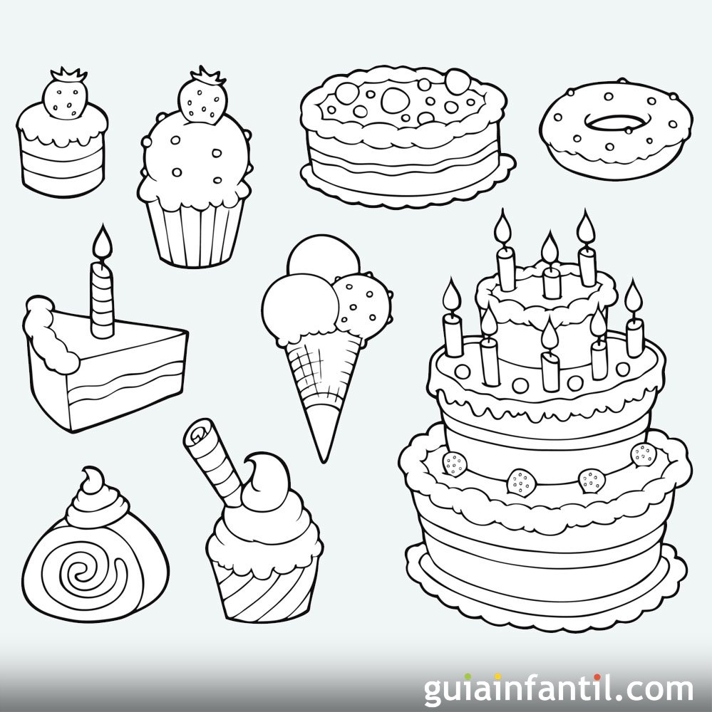 Desenhos para colorir de desenho de um bolo de aniversário para colorir  