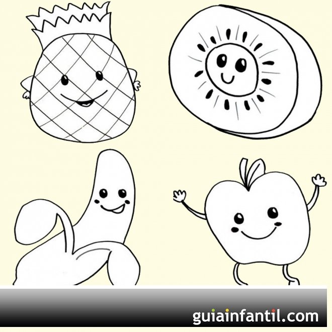 Desenho De Lindo Par Páginas Para Colorir Frutas Animado Com