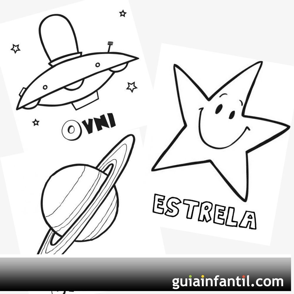 Desenhos do espaço para pintar com as crianças