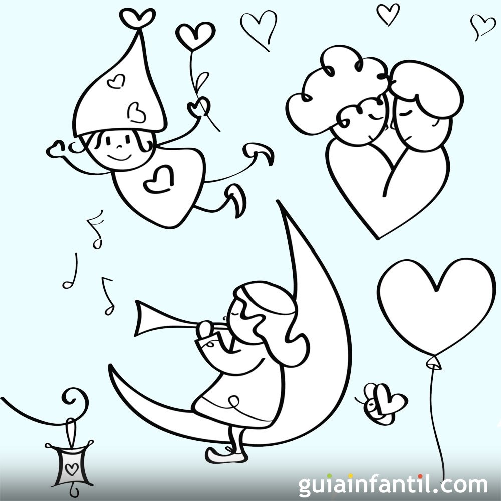 Desenhos de amor para pintar com as crianças