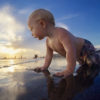 Crianças e bebês com medo de água