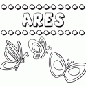 Desenho do nome Ares para imprimir e pintar. Imagens de nomes