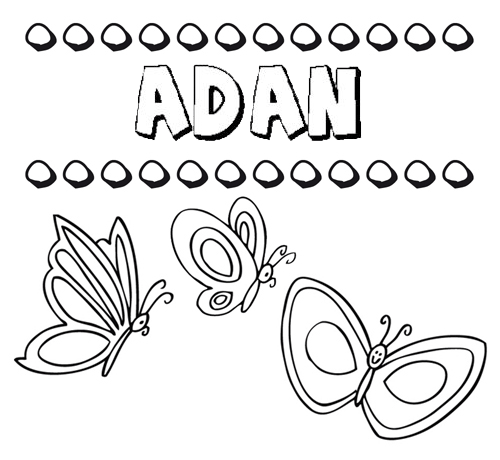 Desenho do nome Adán para imprimir e pintar. Imagens de nomes