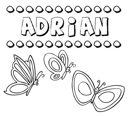 Desenho do nome Adrián para imprimir e pintar. Imagens de nomes