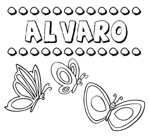 Desenho do nome Álvaro para imprimir e pintar. Imagens de nomes
