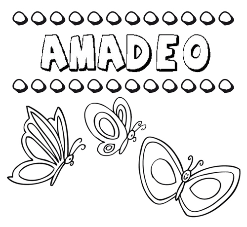 Desenho do nome Amadeo para imprimir e pintar. Imagens de nomes