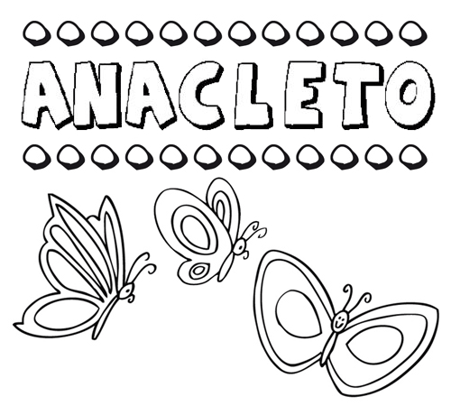 Desenho do nome Anacleto para imprimir e pintar. Imagens de nomes