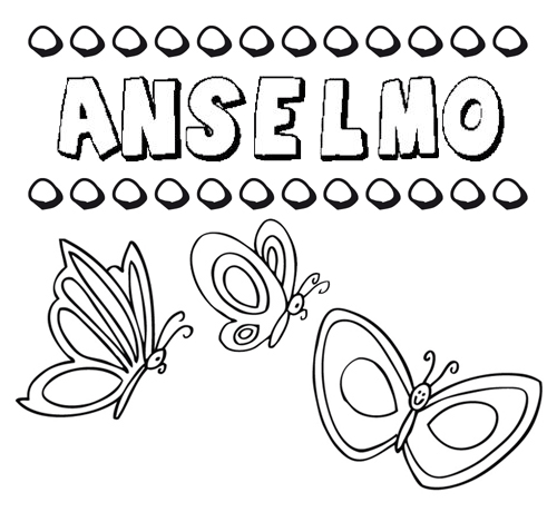 Desenho do nome Anselmo para imprimir e pintar. Imagens de nomes