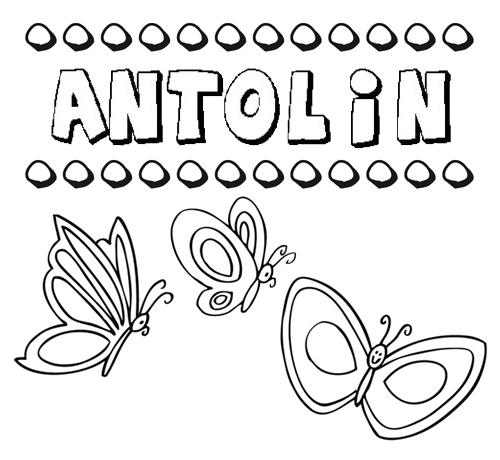 Desenho do nome Antolín para imprimir e pintar. Imagens de nomes