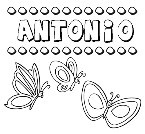 Desenho do nome Antonio para imprimir e pintar. Imagens de nomes