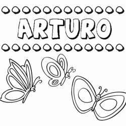 Desenho do nome Arturo para imprimir e pintar. Imagens de nomes