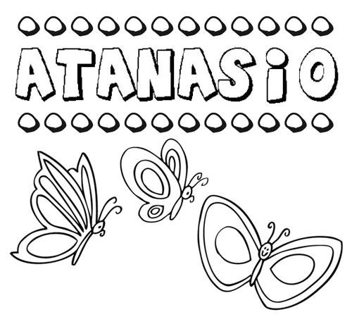 Desenho do nome Atanasio para imprimir e pintar. Imagens de nomes