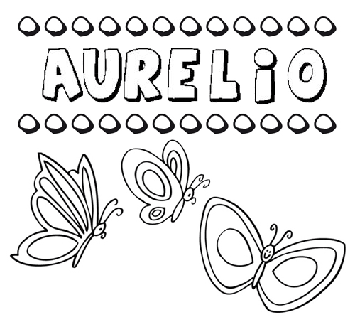 Desenho do nome Aurelio para imprimir e pintar. Imagens de nomes