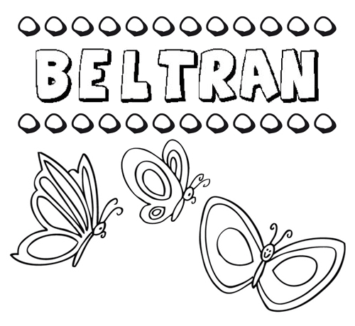 Desenho do nome Beltrán para imprimir e pintar. Imagens de nomes