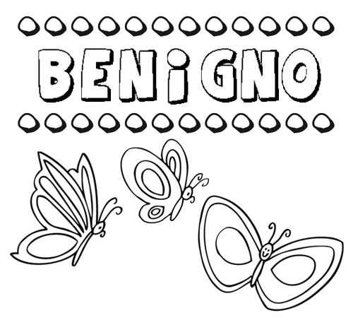 Desenho do nome Benigno para imprimir e pintar. Imagens de nomes