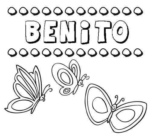Desenho do nome Benito para imprimir e pintar. Imagens de nomes