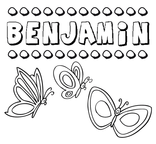 Desenho do nome Benjamín para imprimir e pintar. Imagens de nomes