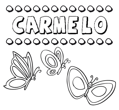 Desenho do nome Carmelo para imprimir e pintar. Imagens de nomes