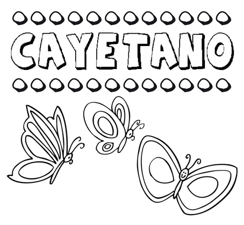 Desenho do nome Cayetano para imprimir e pintar. Imagens de nomes