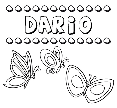 Desenho do nome Darío para imprimir e pintar. Imagens de nomes