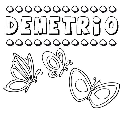 Desenho do nome Demetrio para imprimir e pintar. Imagens de nomes